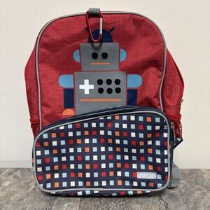 JJ COLE Kids Youth Backpack Robot Zip 15x12x5" EUC